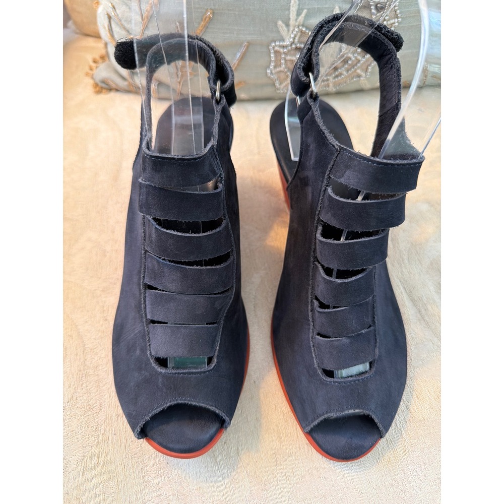 Arche Women's Black RED HEEL  Egzy Nubuck Wedge Sandals sz: 36/6